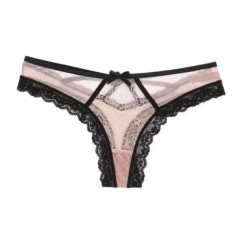 Bow Stringer Tool - Women Sexy Floral Embroidered Lace Thong,
