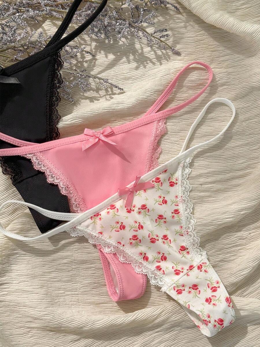 Bow Stringer Tool - 3pcs Women Bow Lace Floral Print