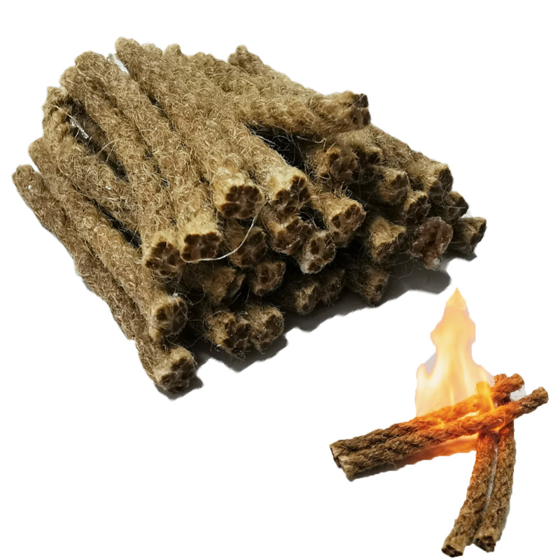 Fire Starter Waterproof - Outdoor Mini Wax Hemp Rope Portable