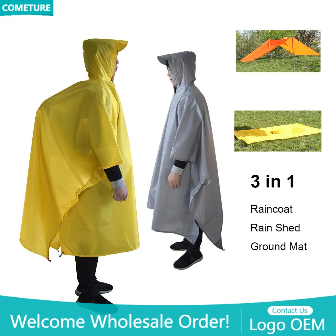 Raincoat 3 In 1 Hiking Poncho  - Hunting Outdoor Mat review and price